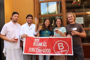 BCorp event - 13 Vivant staff with B Corp sign